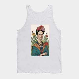 Frida's Floral Dream: Colorful Illustration Tank Top